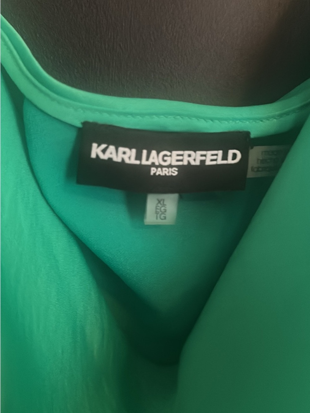 KARL LAGERFELD Emerald Green Cowl Neck Camisole with Chain Straps - Picture 2 of 8